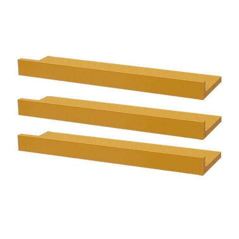 Kit 3 Prateleiras Porta Quadros 100 X 10cm Amarela Suporte Invisível