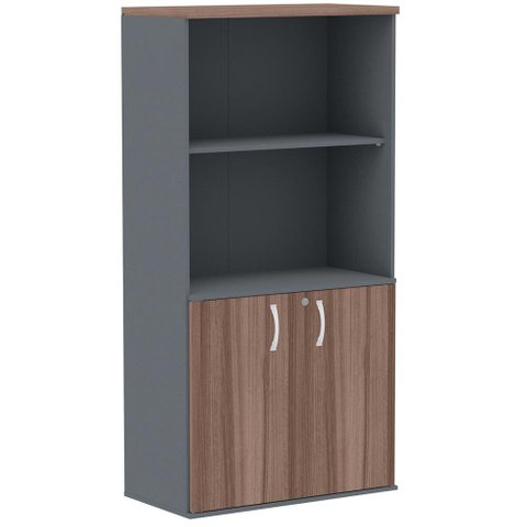 Armário Misto PE25 Pandin 79,20 cm (largura) MDP Cor Walnut e Grafito com Duas portas