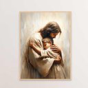 Ver imagem 1 de Quadro Decorativo Jesus Cristo e o Menino Rezando Orando Quarto Infantil Ref. 02