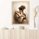 Ver imagem 2 de Quadro Decorativo Jesus Cristo e o Menino Rezando Orando Quarto Infantil Ref. 02
