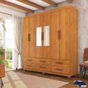 Ver imagem 1 de Guarda-Roupa 6 Portas 6 Gavetas com Espelho e Pés Denver Marrom/Cinamomo