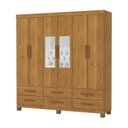 Ver imagem 2 de Guarda-Roupa 6 Portas 6 Gavetas com Espelho e Pés Denver Marrom/Cinamomo