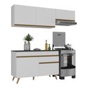 Ver imagem 2 de Armário Cozinha Modulada Compacta com Balcão 3 Peças Veneza Multimóveis Mp3764 Branco/dourado