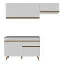 Ver imagem 5 de Armário Cozinha Modulada Compacta com Balcão 3 Peças Veneza Multimóveis Mp3764 Branco/dourado