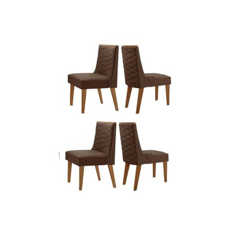 Cadeira de Cozinha Dafne Kit 4 Un Naturalle/suede Marrom - Rufato
