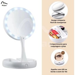 Espelho Maquiagem de Mesa C/ Luz Led Rotação 360° Camarim - 3