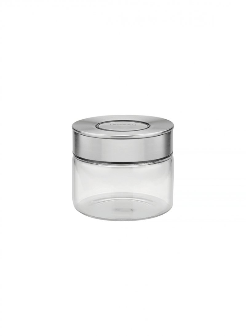 POTE DE VIDRO PUREZZA COM TAMPA DE ACO INOX 10 CM 0,4 L TRAM - 1