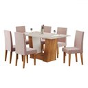 Ver imagem 2 de Mesa de Jantar 6 Lugares Marte Mel/blonde/veludo/rosa - Pnr Móveis
