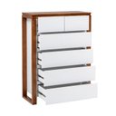 Ver imagem 4 de Cômoda 6 Gavetas em Madeira Maciça e MDF Craft Branco/Garapa
