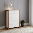 Ver imagem 1 de Cômoda 6 Gavetas em Madeira Maciça e MDF Craft Branco/Garapa