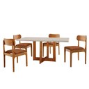 Ver imagem 2 de Conjunto de Mesa de Jantar Vitoria Tampo 120cm Laqueado Canto Moeda com Vidro e 4 Cadeiras Bellini