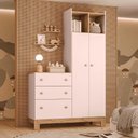 Ver imagem 1 de Guarda Roupa Infantil com Cômoda 2 Portas 3 Gavetas MDP Rosa 120,4cm Mais de Casa