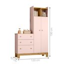 Ver imagem 3 de Guarda Roupa Infantil com Cômoda 2 Portas 3 Gavetas MDP Rosa 120,4cm Mais de Casa
