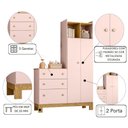 Ver imagem 4 de Guarda Roupa Infantil com Cômoda 2 Portas 3 Gavetas MDP Rosa 120,4cm Mais de Casa