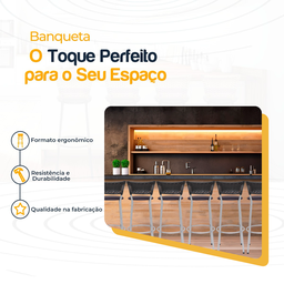 Kit 6 Banquetas Alta Banco para Balcão Junco Preto Àrea Gourmet Ilha Bancada bares Churrasqueira - 3