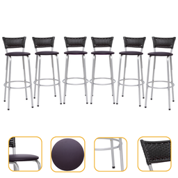 Kit 6 Banquetas Alta Banco para Balcão Junco Preto Àrea Gourmet Ilha Bancada bares Churrasqueira - 1