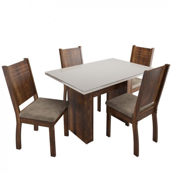Conjunto Sala Da Jantar Mesa com Tampo de Vidro/MDF com 4 Cadeiras Spazzio Urca Sonetto Móveis - 2