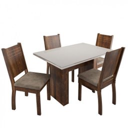 Conjunto Sala da Jantar Mesa com Tampo de Vidro/mdf com 4 Cadeiras Spazzio Urca - 2 Conjunto Sala da Jantar Mesa com Tampo de Vidro/mdf com 4 Cadeiras Spazzio Urca - 2