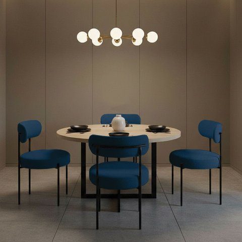 Cadeira Sala de Jantar Margara Kit 4 em Aço Preto Bouclê D03 - D'Rossi