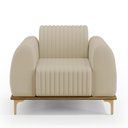 Ver imagem 3 de Poltrona Decorativa Base De Madeira e Pés Metalizado D'Ouro Molino D02 Corano Bege C-26 - Lyam
