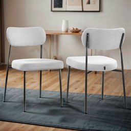 Kit 2 Cadeiras para Sala de Jantar Tecido Bouclê Design Aço Carbono Lavinia - 1