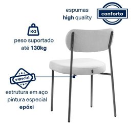 Kit 2 Cadeiras para Sala de Jantar Tecido Bouclê Design Aço Carbono Lavinia - 9