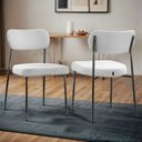 Ver imagem 1 de Kit 2 Cadeiras para Sala de Jantar Tecido Bouclê Design Aço Carbono Lavinia Cinza/Preto