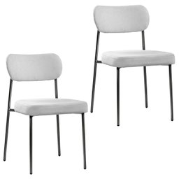 Kit 2 Cadeiras para Sala de Jantar Tecido Bouclê Design Aço Carbono Lavinia - 2