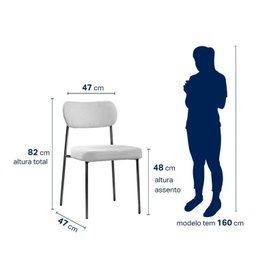 Kit 2 Cadeiras para Sala de Jantar Tecido Bouclê Design Aço Carbono Lavinia - 3