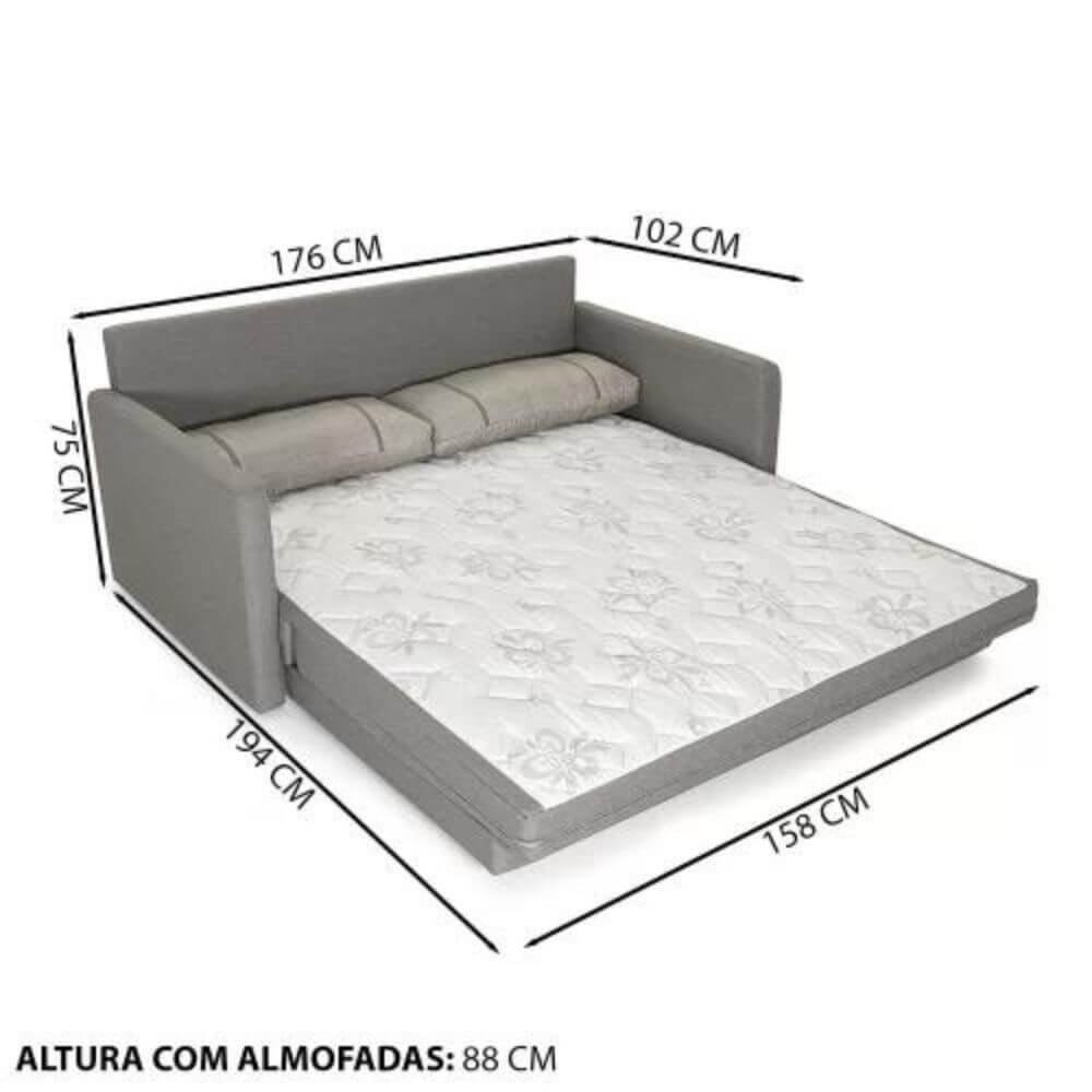 Sofá-Cama Queen Aurora, 3 Lugares, Linho Cinza - 9