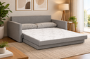 Ver imagem 3 de Sofá-Cama Queen 3 Lugares em Linho com Assento Rebatível Aurora 176cm Cinza