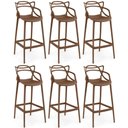 Ver imagem 1 de Kit 6 Banquetas Allegra com Encosto Design Cozinha/bancada - Marrom