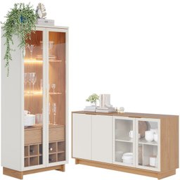 Buffet Vitoria E Cristaleira Guanabara Off White Freijo CLB - 1