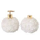Ver imagem 1 de Kit Lavabo Difusor e Saboneteira Pontas de Quartzo Branco e Dourado