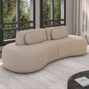 Ver imagem 2 de Sofá 3 Lugares Orgânico para Sala Living 240cm Vasti M03 Veludo Bege - Lyam Decor