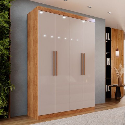 Guarda-Roupa Solteiro 4 Portas 3 Gavetas Espanha - Mais Móveis