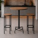 Ver imagem 1 de Conjunto Mesa Bistrô Alabama com 2 Banquetas Alta Kassel Cor Louro Freijó - Kmj