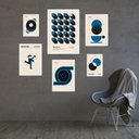 Ver imagem 2 de Composição 6 Quadros Artes Bauhaus Azuis e Bege - com Vidro:moldura Preta