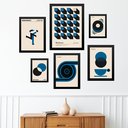 Ver imagem 1 de Composição 6 Quadros Artes Bauhaus Azuis e Bege - com Vidro:moldura Preta