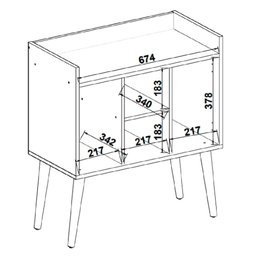 Aparador Buffet Multiuso Cantinho do Café 2 Portas Cairo Freijó/Branco Fiorello - 4