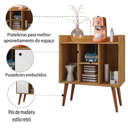 Aparador Buffet Multiuso Cantinho do Café 2 Portas Cairo Freijó/Branco Fiorello - 5