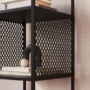 Ver imagem 7 de Kit Sala Rack com Gaveta e Estante em Aço Estilo Industrial Cor:preto com Mel