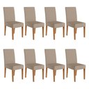 Ver imagem 1 de Kit 8 Cadeiras de Jantar Jade MDF Suede Bege Base Freijó Pallazio