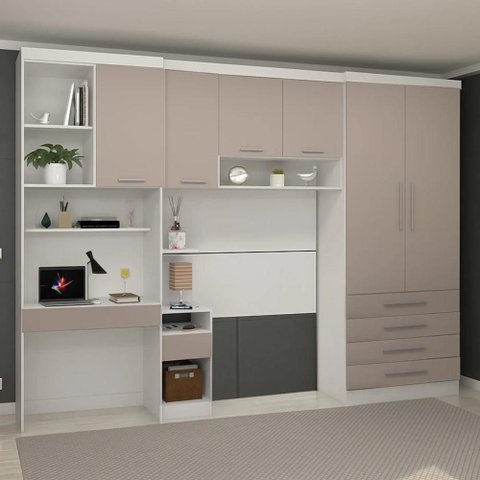 Guarda Roupa Solteiro Modulado Cp02 Taiga Branco/cinnamon L01 - Mpozenato