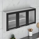 Ver imagem 1 de Armário de Cozinha em Aço 3 Portas com Vidro 120cm Dobradiças Slow Motion Tarsila Itatiaia Preto/Branco