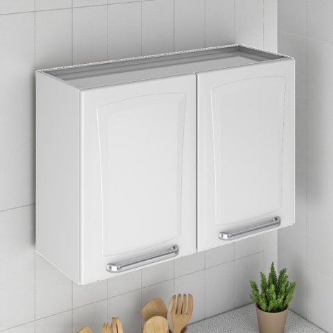 Armário de Cozinha em Aço 2 Portas 80cm com Dobradiças Slow Motion Tarsila Itatiaia 