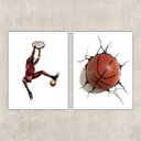Ver imagem 1 de Kit 2 Quadros Decorativos Basquete Tridimensional 24x18cm:madeira Branca