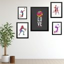 Ver imagem 1 de Kit 5 Quadros Decorativos Vôlei - Love:madeira Preta