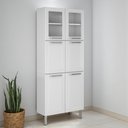 Ver imagem 1 de Paneleiro em Aço 6 Portas 2 Portas de Vidro 70cm Tarsila Itatiaia Branco