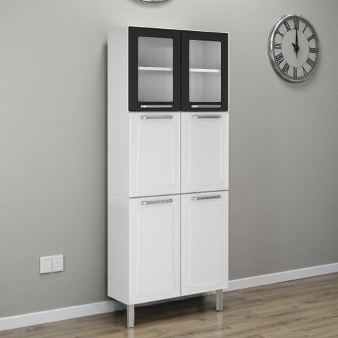Paneleiro Duplo em Aço com Vidro 6 Portas Ipldv-70 Tarsila Itatiaia Preto/Branco